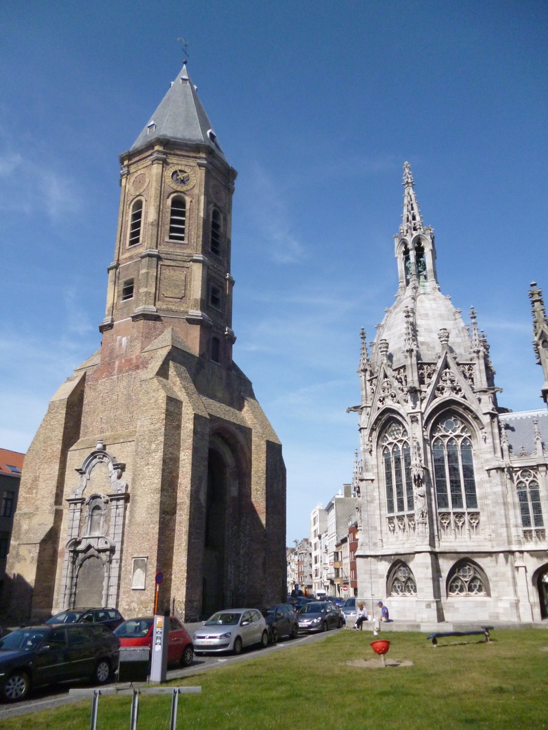 Peperbusse, wieża kościoła św. Piotra i Pawła, który spłonął w 1896 roku. Ostenda, Belgia. 